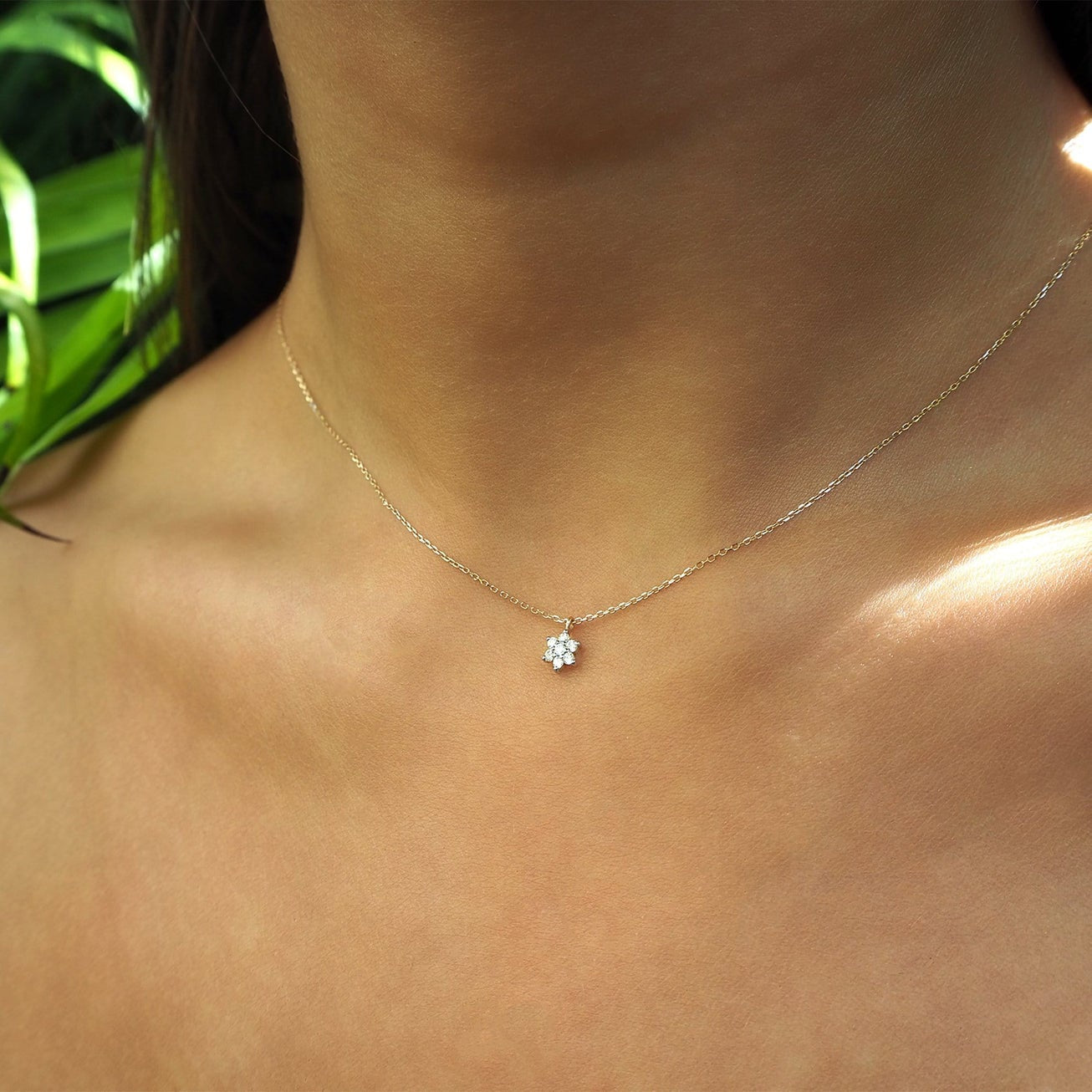 14k gold online crystal necklace